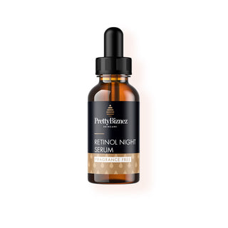 Organic Retinol Night Serum for brightening skin and reducing aging signs.