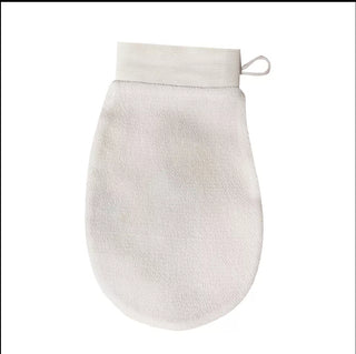 Complexion Correction Mitten available in yellow or white for deep exfoliation and smoother skin.