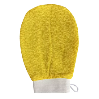 Complexion Correction Mitten available in yellow or white for deep exfoliation and smoother skin.